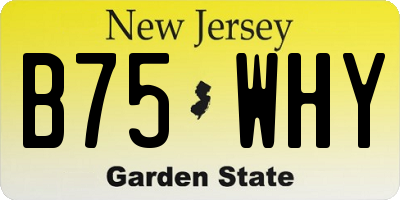 NJ license plate B75WHY