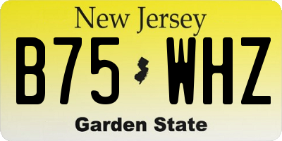 NJ license plate B75WHZ
