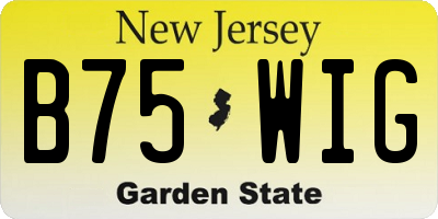 NJ license plate B75WIG
