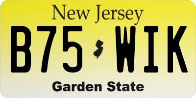NJ license plate B75WIK