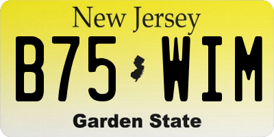 NJ license plate B75WIM