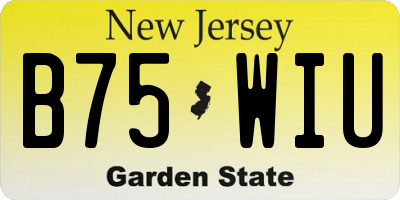 NJ license plate B75WIU