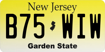 NJ license plate B75WIW