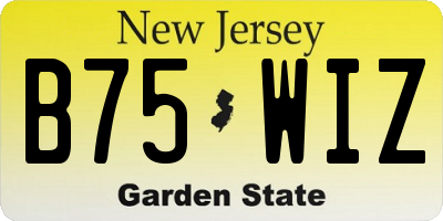 NJ license plate B75WIZ
