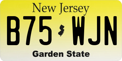 NJ license plate B75WJN