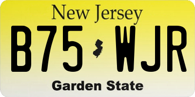 NJ license plate B75WJR