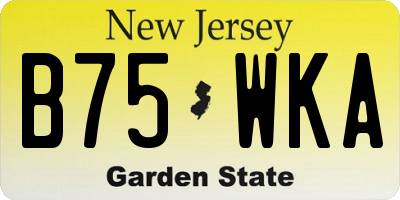 NJ license plate B75WKA