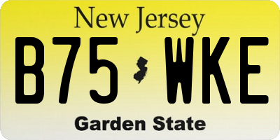 NJ license plate B75WKE