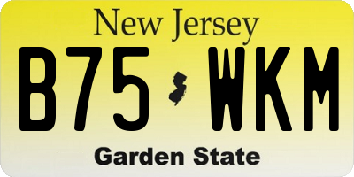 NJ license plate B75WKM