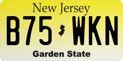 NJ license plate B75WKN