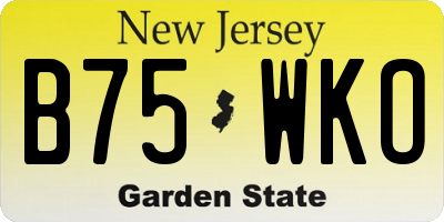 NJ license plate B75WKO
