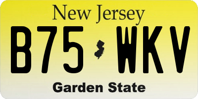 NJ license plate B75WKV