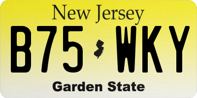 NJ license plate B75WKY