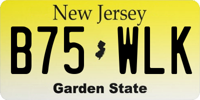 NJ license plate B75WLK
