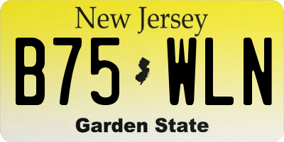 NJ license plate B75WLN