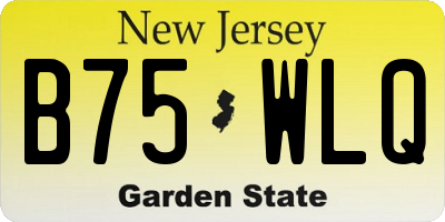NJ license plate B75WLQ