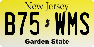 NJ license plate B75WMS