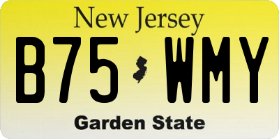 NJ license plate B75WMY