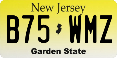 NJ license plate B75WMZ