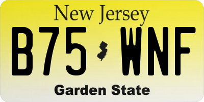NJ license plate B75WNF