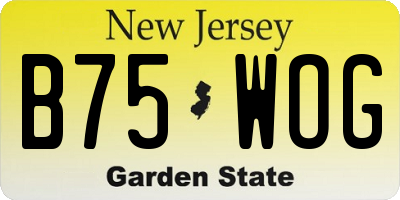 NJ license plate B75WOG