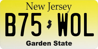 NJ license plate B75WOL