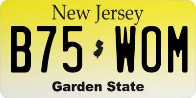 NJ license plate B75WOM