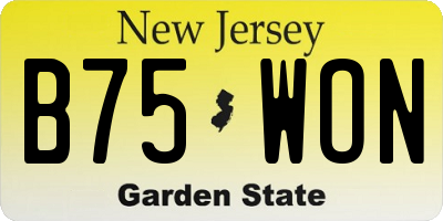 NJ license plate B75WON
