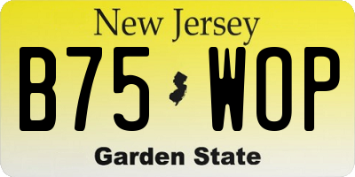 NJ license plate B75WOP
