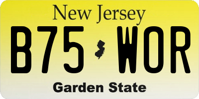 NJ license plate B75WOR