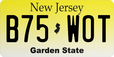 NJ license plate B75WOT