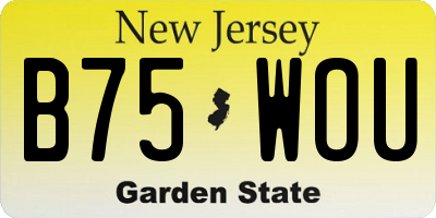 NJ license plate B75WOU