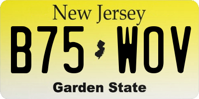 NJ license plate B75WOV