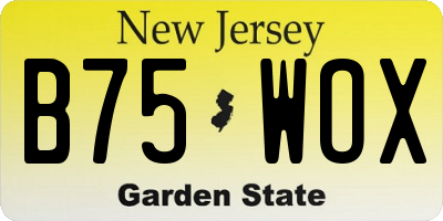 NJ license plate B75WOX