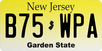 NJ license plate B75WPA