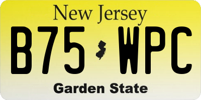 NJ license plate B75WPC