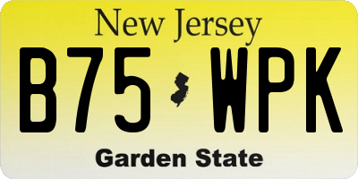 NJ license plate B75WPK