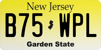 NJ license plate B75WPL