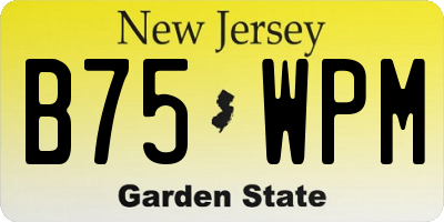 NJ license plate B75WPM