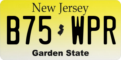 NJ license plate B75WPR