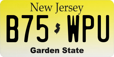 NJ license plate B75WPU