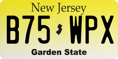 NJ license plate B75WPX