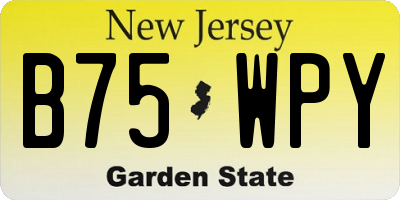 NJ license plate B75WPY
