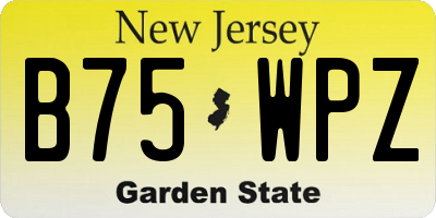 NJ license plate B75WPZ