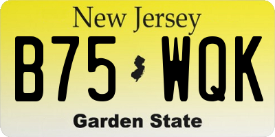 NJ license plate B75WQK