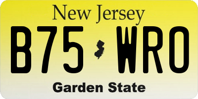 NJ license plate B75WRO
