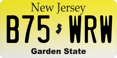 NJ license plate B75WRW