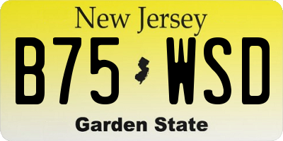 NJ license plate B75WSD