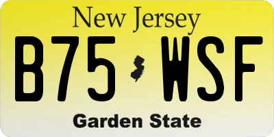 NJ license plate B75WSF