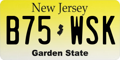 NJ license plate B75WSK